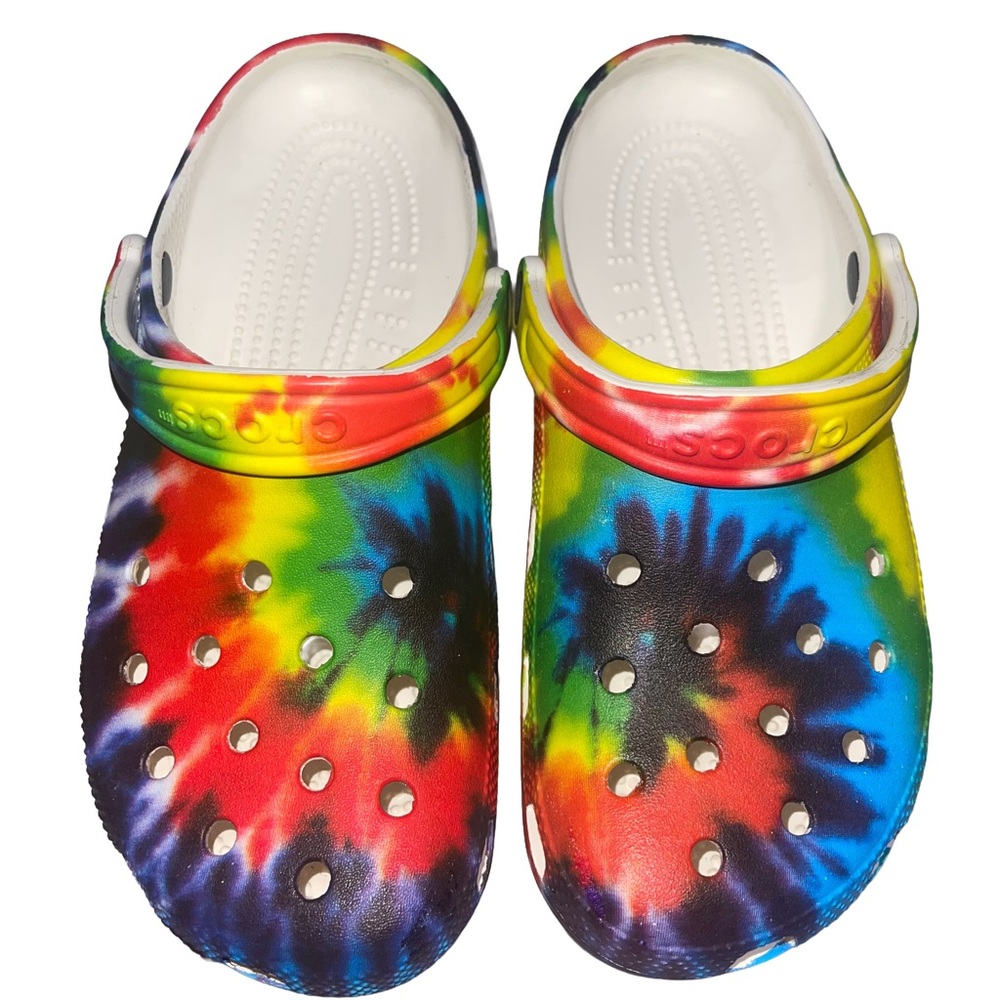 Unisex vibrant and Colorful Rainbow colors Tie-Dye CROCS men’s 8 women’s 10 - Picture 3 of 6